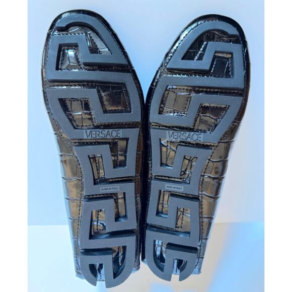 VERSACE Croc-Effect Men\'s Leather Driver Shoes Black 8 US (41) 1013960 NIB $850 main image 9